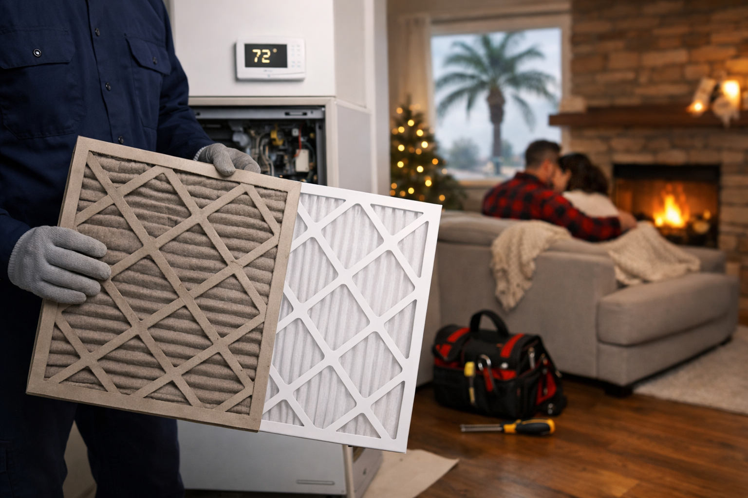 picture of before and after filter change