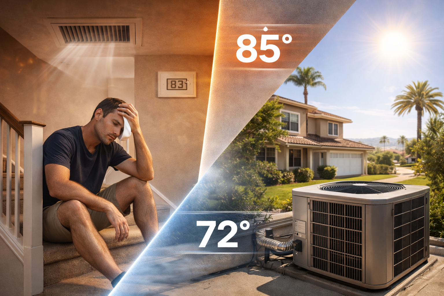 Upstairs of home feeling hot during Orange County heat wave while AC struggles to cool second floor